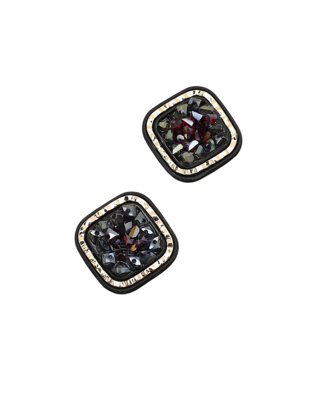 SOH Black Crystal Stud Earrings