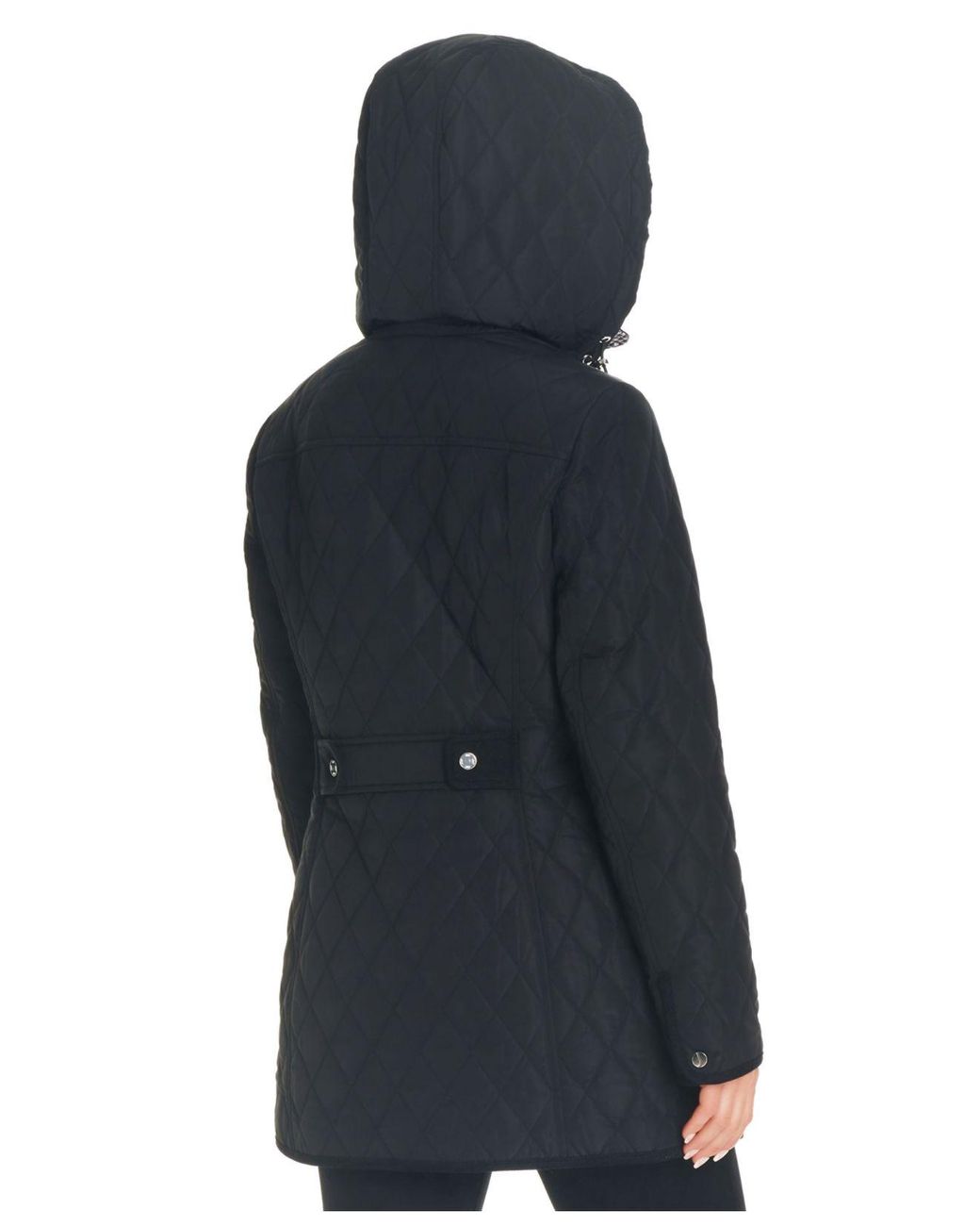 Jones New York Petite Hooded Quilted Button-front Coat in Blue | Lyst Canada