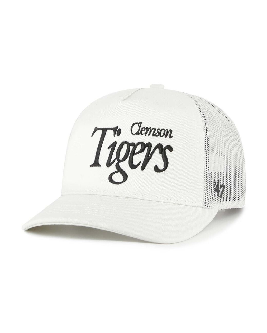 '47 White And  Clemson Tigers Foundation Script Adjustable Trucker Hat