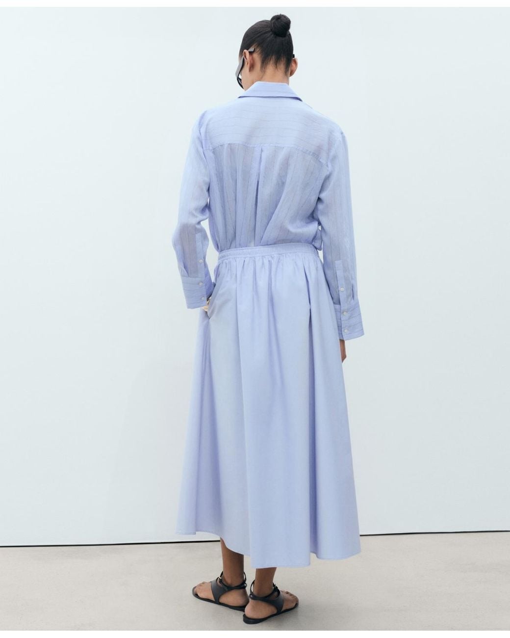 Mango Blue Flared Cotton Skirt