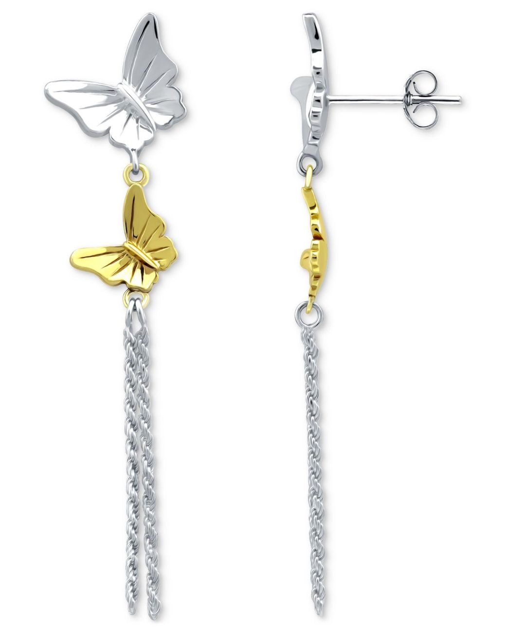Giani Bernini Cubic Zirconia Butterfly Chain Drop Earrings in 18k