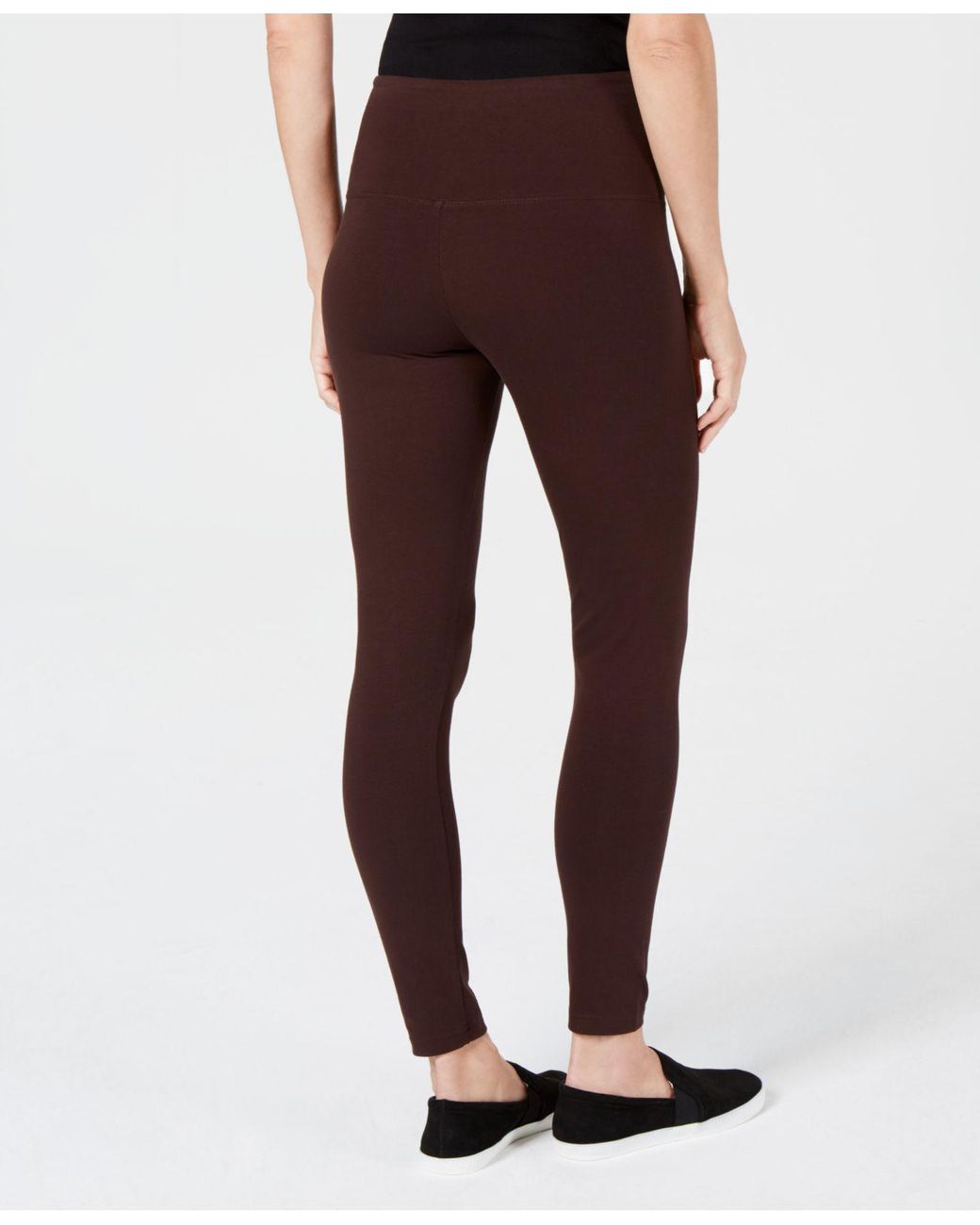 Women with Control Tall Tummy Control Faux Suede Ponte Leggings - Espresso  Brown