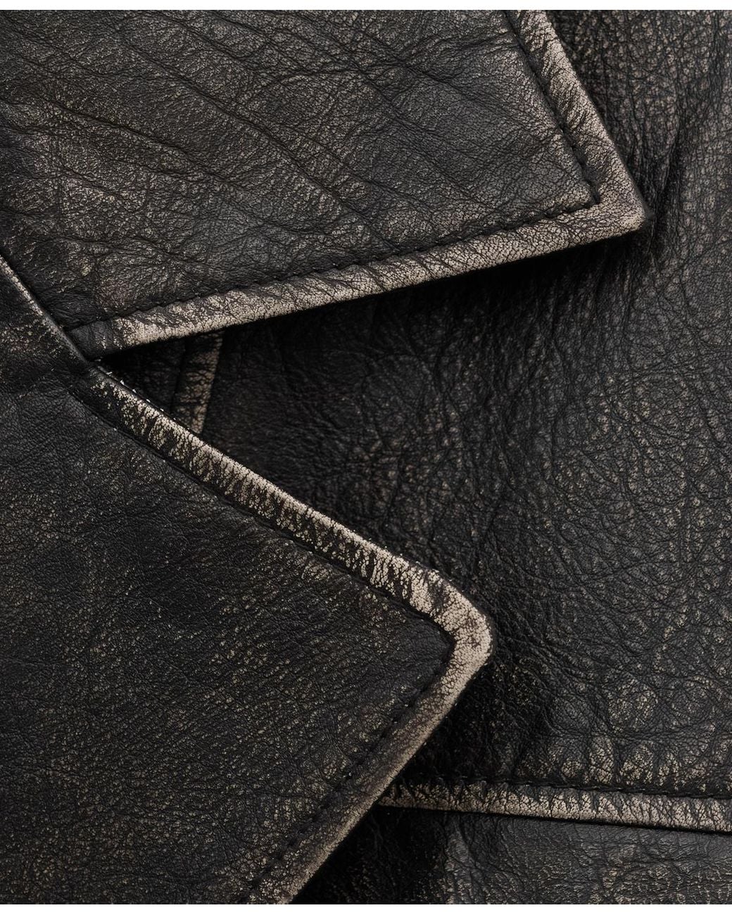 Mango Black Leather Oversized Buttoned Jacket