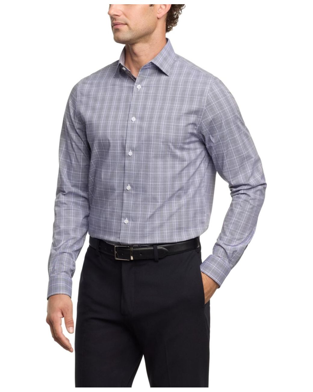 Michael Kors Regular Fit Comfort Stretch Check Dress Shirt in Blue for Men Lyst