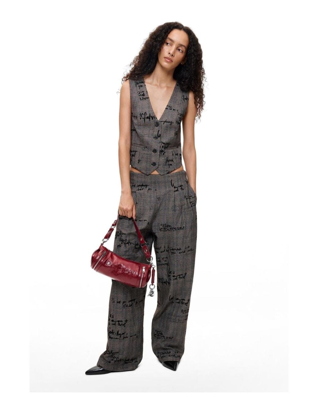 Desigual Black Checkered Vest