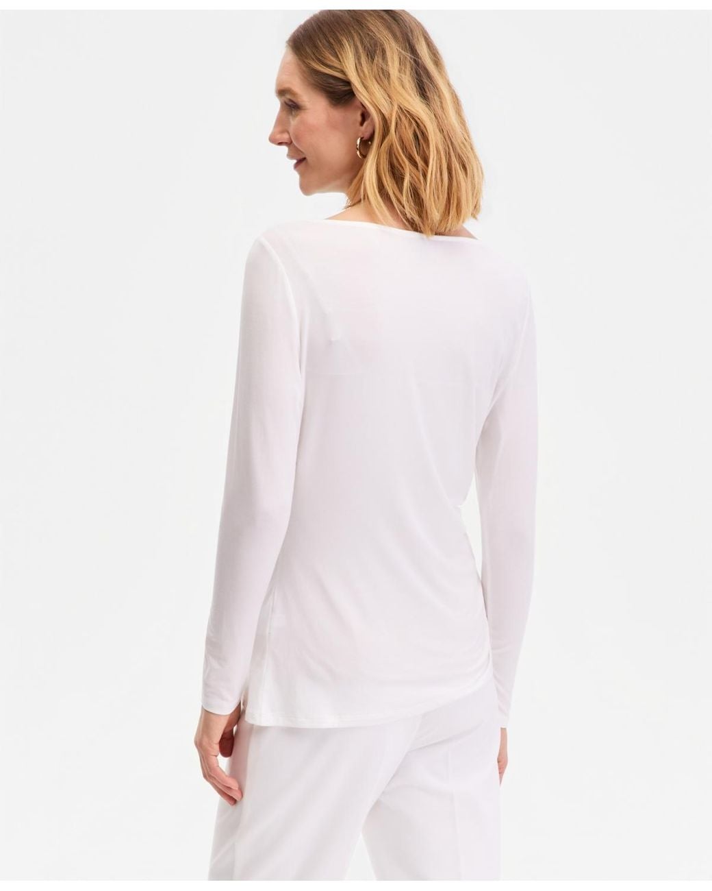 INC International Concepts White Luxe-layering Jersey Boat-neck Long-sleeve Top