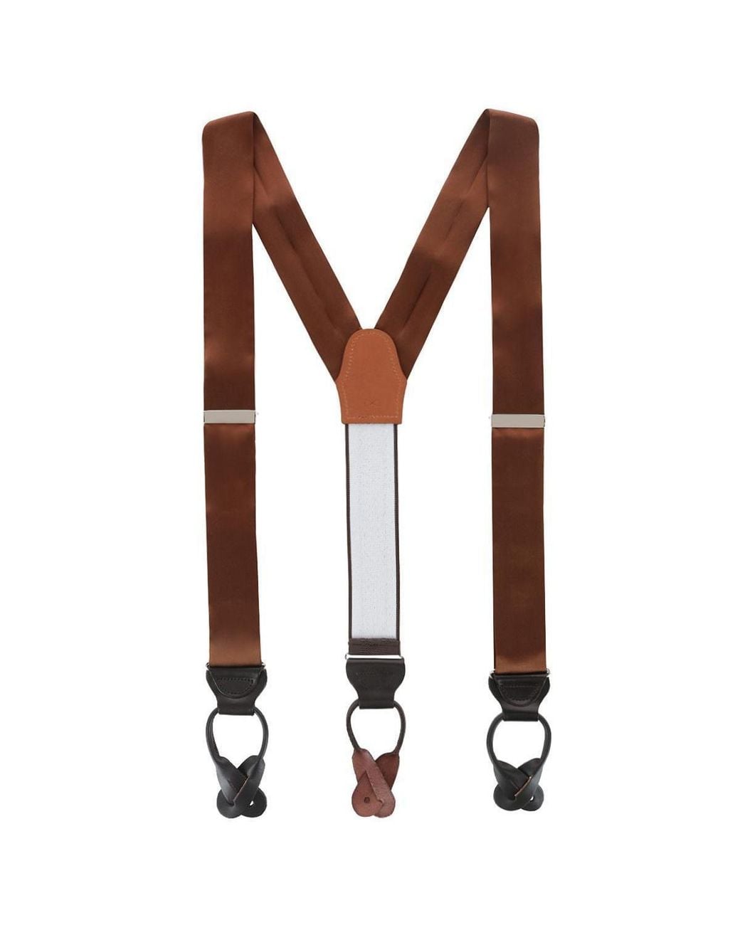 Trafalgar Brown Dutton Solid Colored Silk Button End Suspenders for men