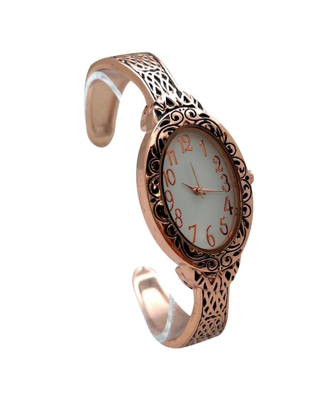 Olivia Pratt Brown Oval Face Elegant Textured Bangle Watch