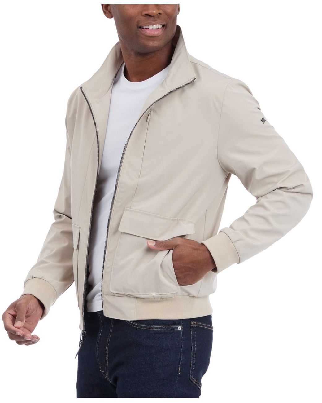 Michael Kors Gray Solid-color Stand-collar Hipster Jacket for men