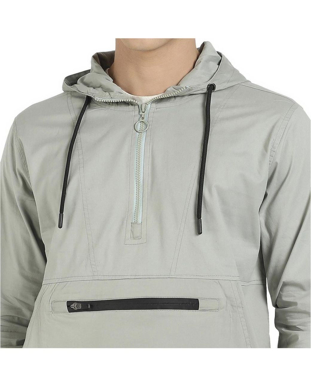 Cahoot Gray Campus Sutra Half-zip Utility Jacket With Contrast Drawstring for men