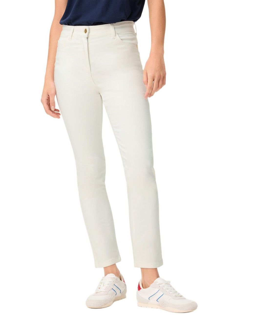 Olsen White Cropped Slim Pant