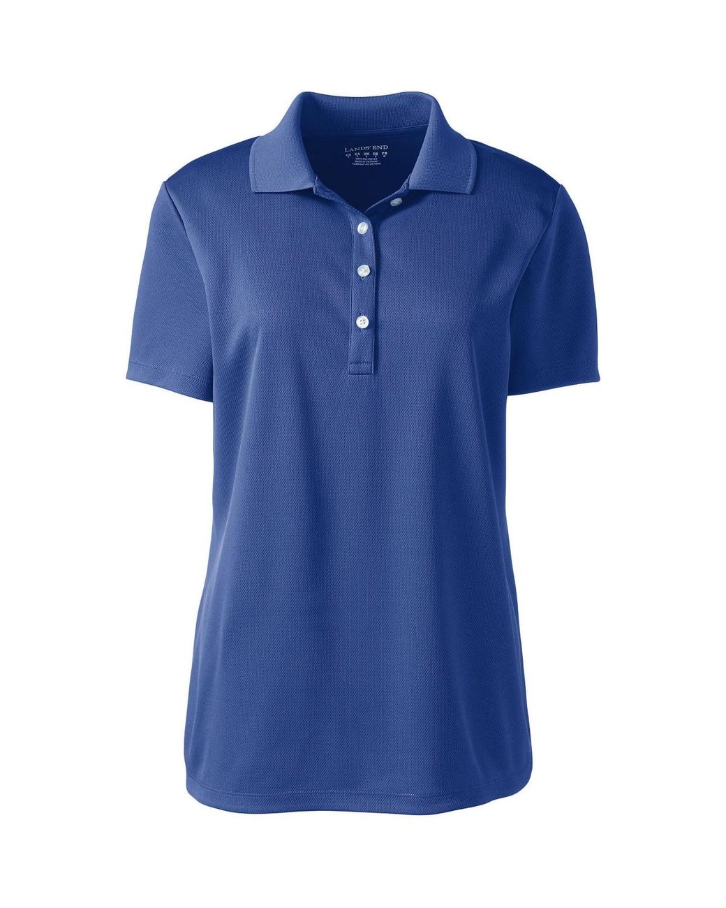 Lands' End Blue Plus Size Short Sleeve Solid Active Polo
