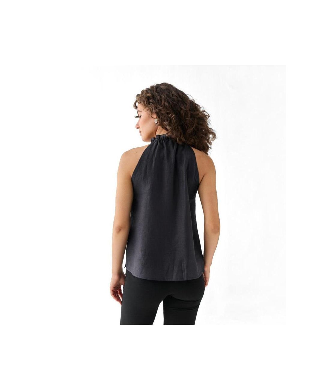 REISTOR Blue Halter Hemp Neck Top