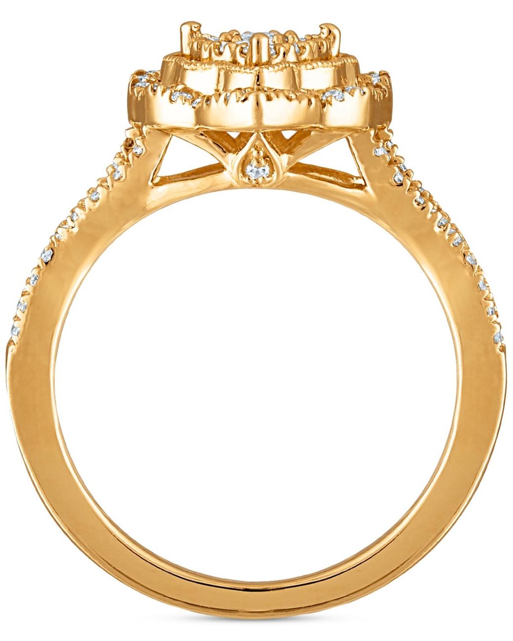 Macy s Diamond Pear Shaped Halo Cluster Ring 1 2 Ct. T.w. in