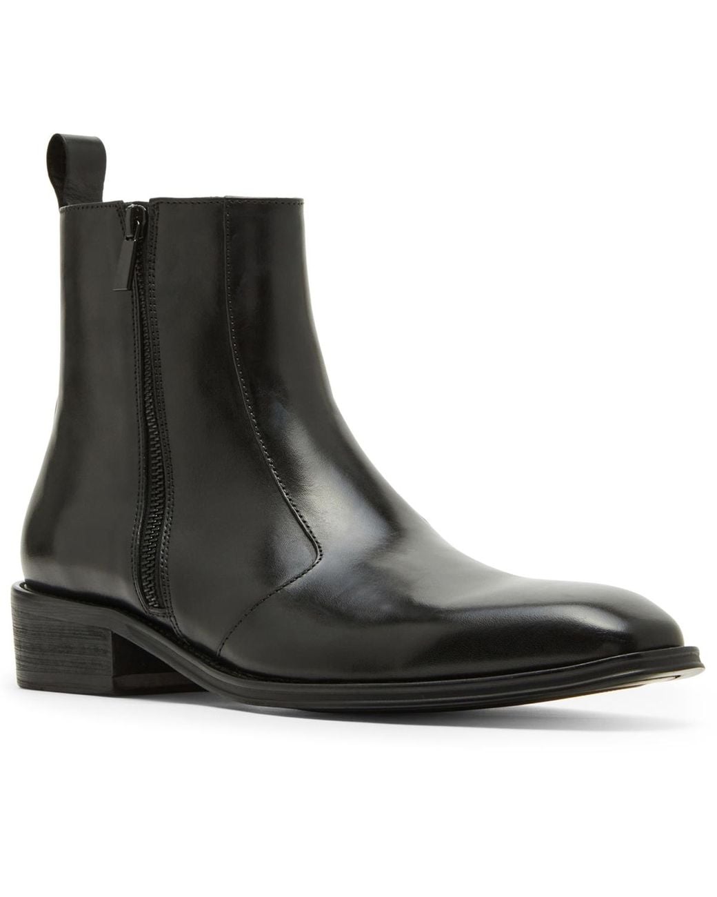 Steve Madden Hyphen Side-zip Leather Dress Boot in Black for Men | Lyst