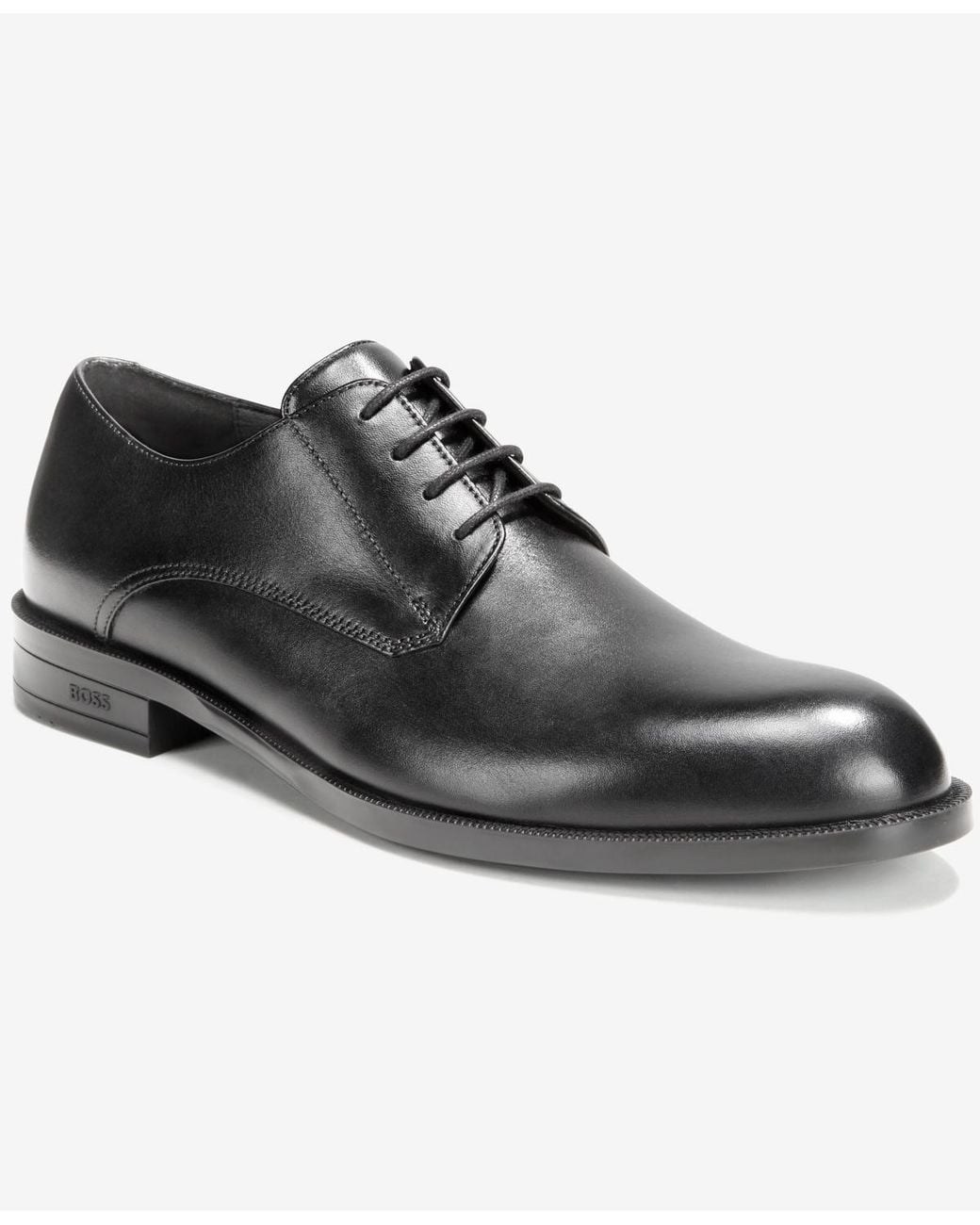 BOSS Tayil Leather Round Toe Derby Shoes in Black for Men | Lyst