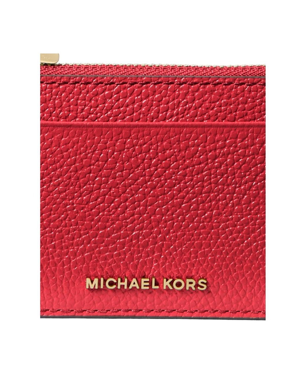 Michael Kors Jet Set Leather Zip Key Card Case in Red | Lyst