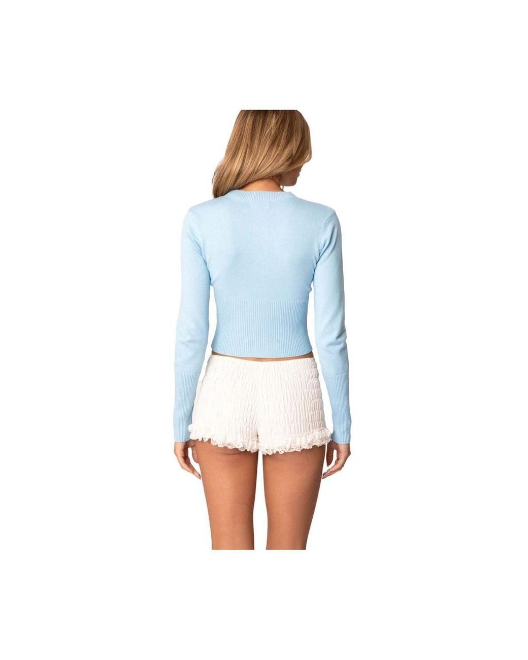 Edikted Blue Alaina Button Front Cardigan