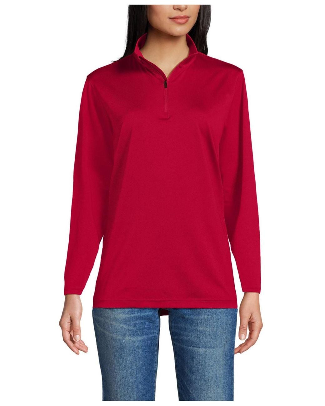 Lands' End Red Rapid Dry Quarter Zip Pullover