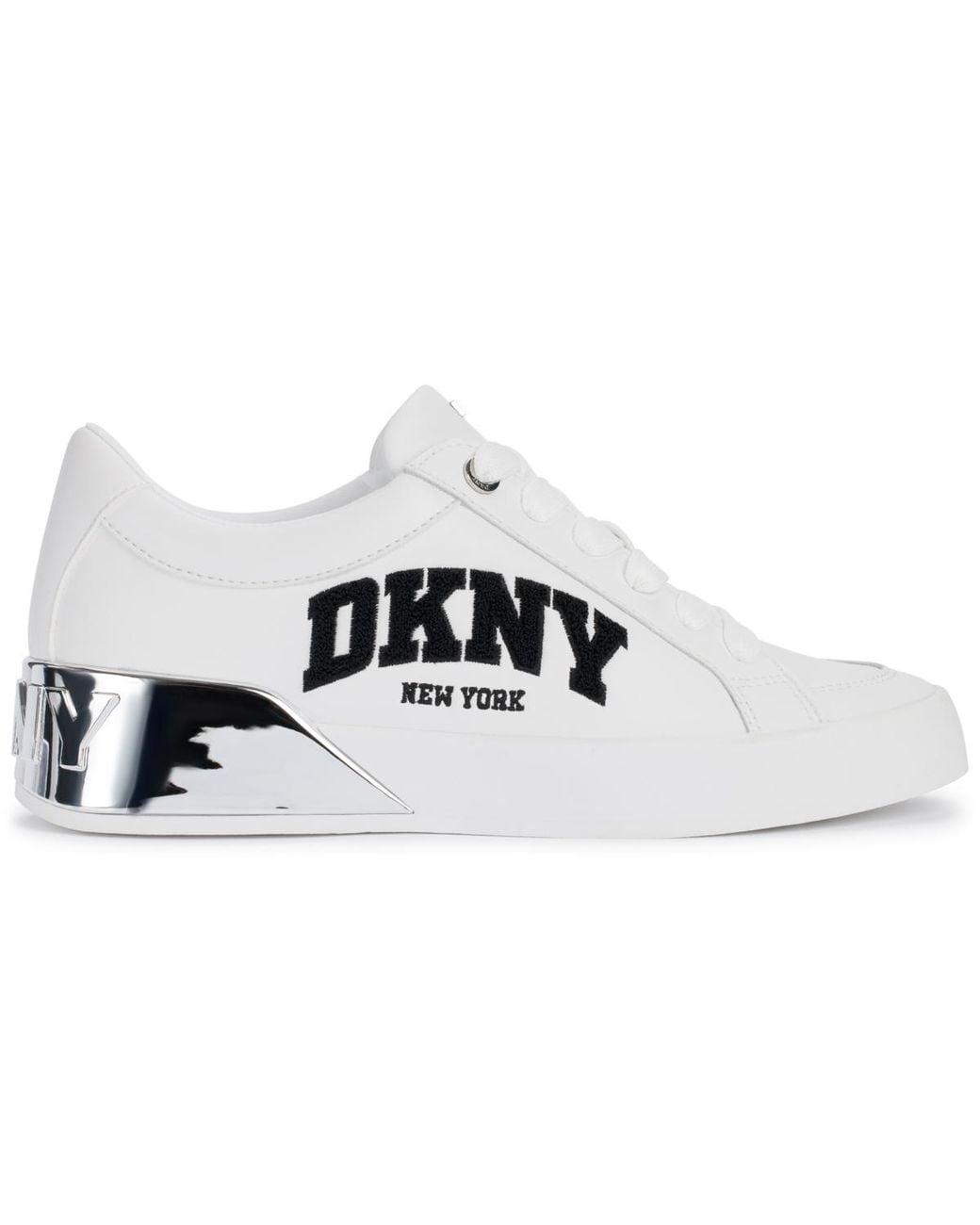 DKNY White Maben Varsity Lace-up Sneakers