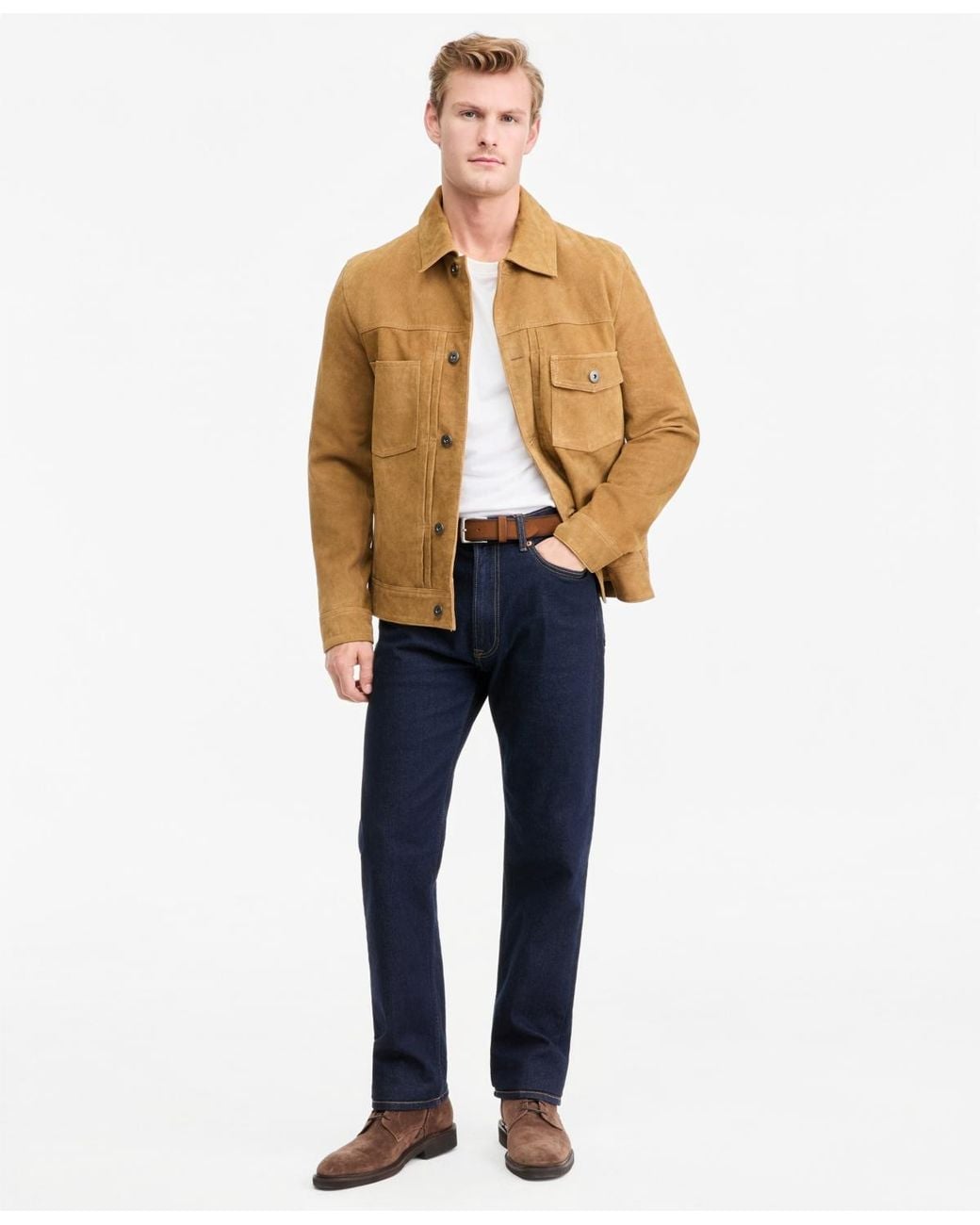Ted Baker Blue Genuine Suede Trucker Jacket for men