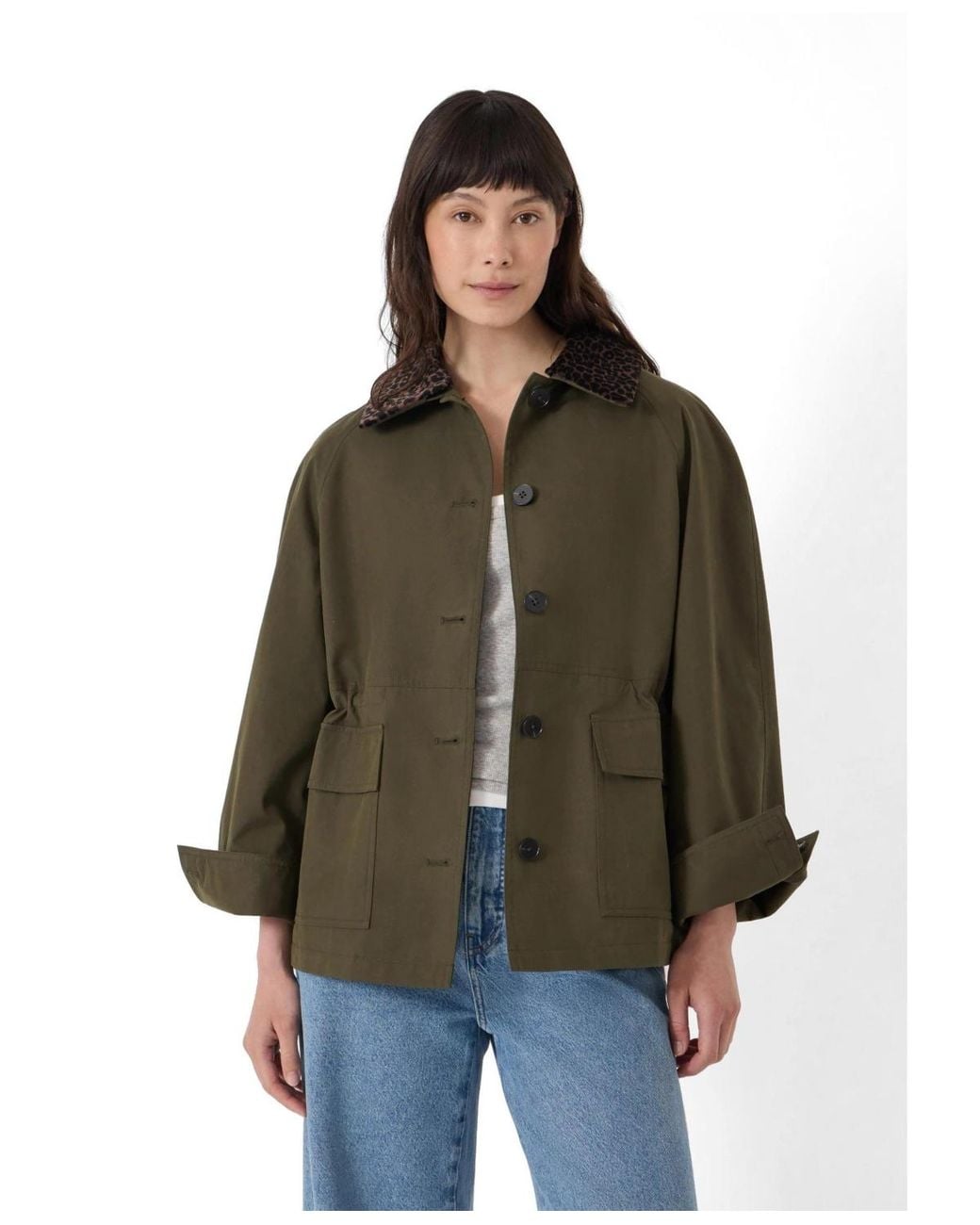 Hush Brown Leopard Collar Barn Jacket