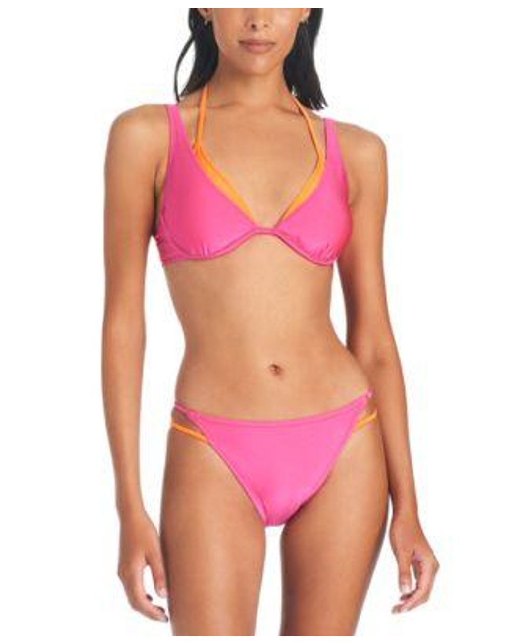 Sanctuary Twice As Nice Layered Bikini Top Bottom in Pink | Lyst