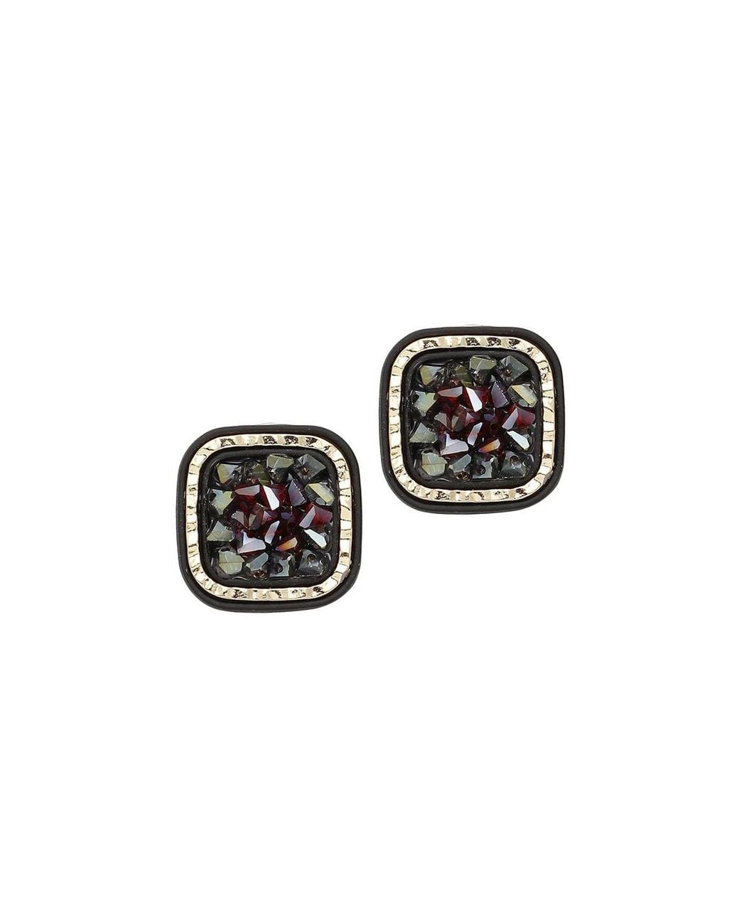 SOH Black Crystal Stud Earrings