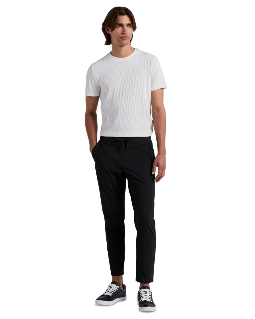 Perry Ellis Black Slim Tapered Drawstring Pants for men