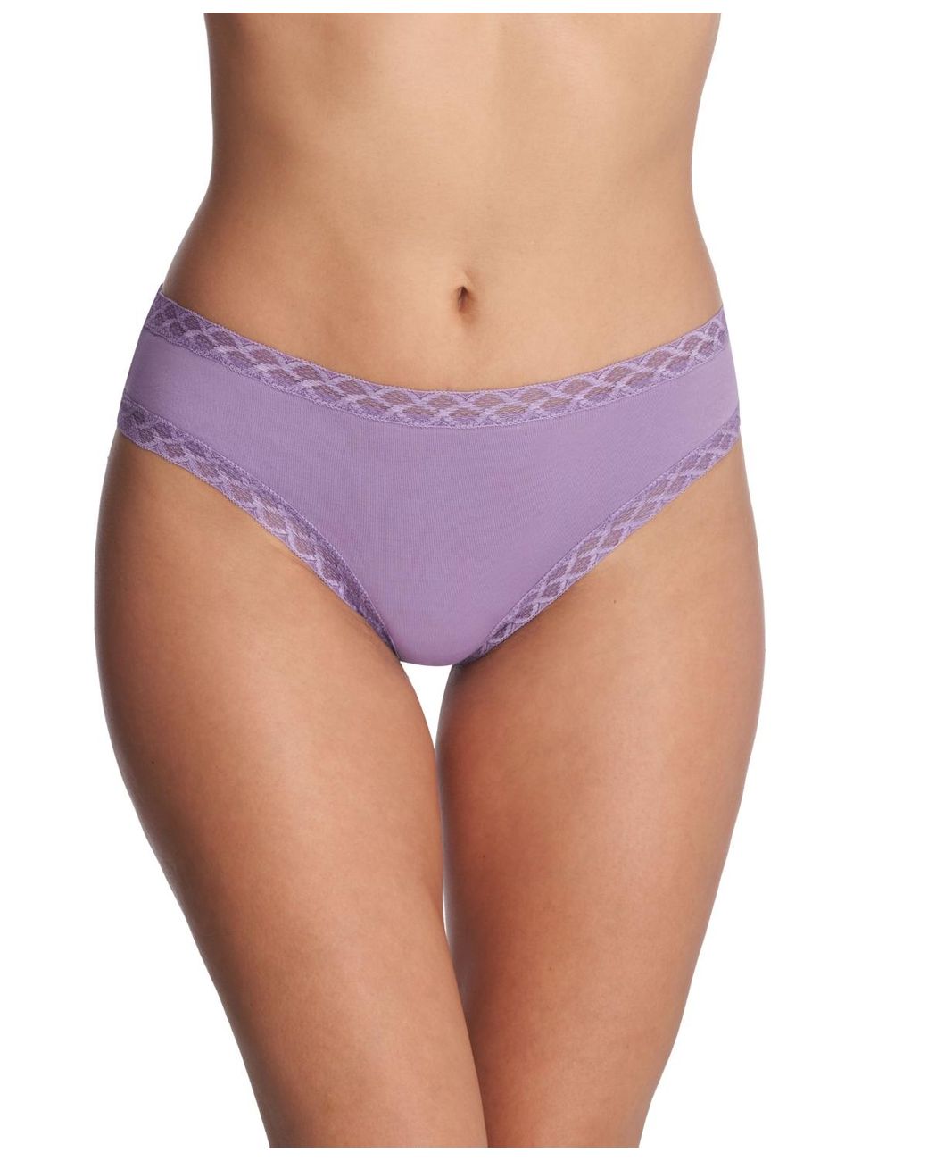 Natori Bliss Lace-trim Cotton Brief Underwear 156058 in Purple