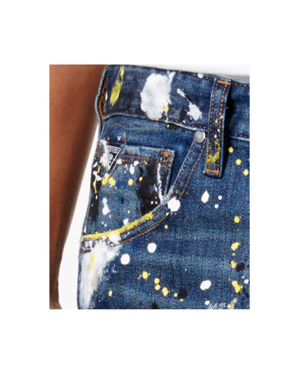 Guess Men's Paint-splattered Ripped Jeans in Blue for Men | Lyst