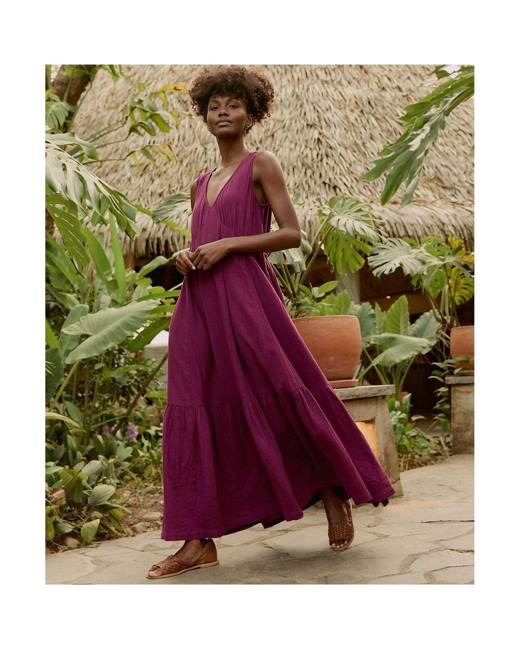 Pact Organic Cotton Coastal Double Gauze Beach To Brunch Dress in Purple |  Lyst