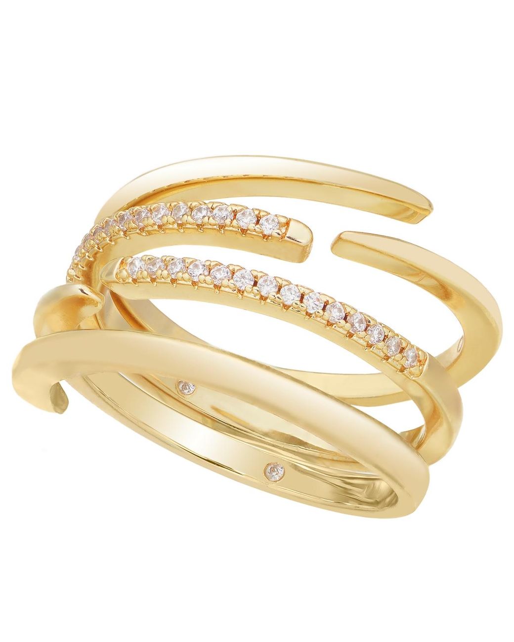 Triple Stack Rings And Now This Clear Cubic Zirconia Triple Stack Ring in Metallic | Lyst