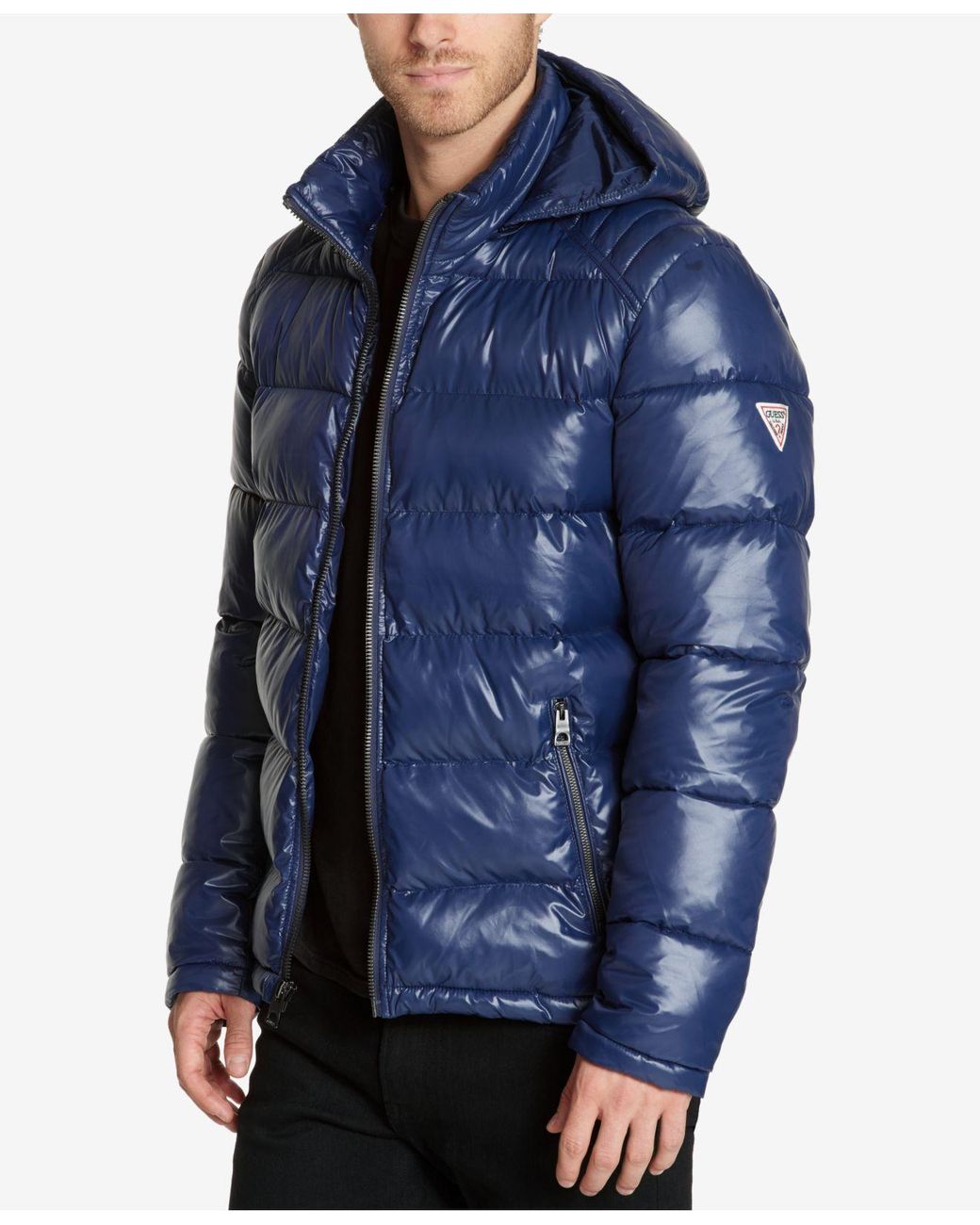 guess hooded puffer jacket