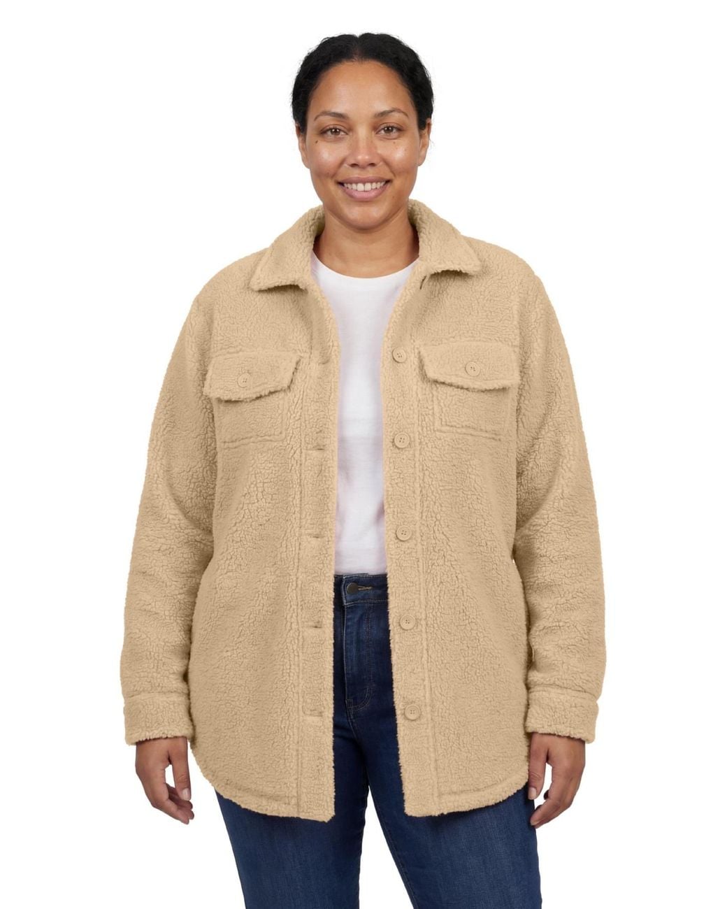 Woman Within White Within Berber Button-front Jacket