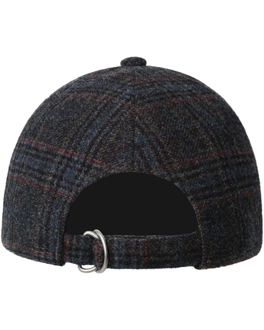 Kangol Black Plaid Earflaps Wool-polyester Blend Baseball Cap for men