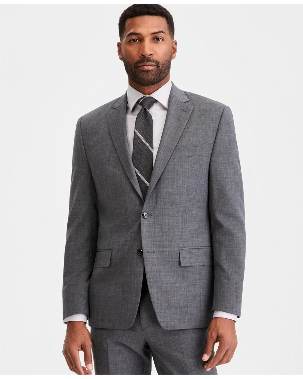 Michael Kors Blue Classic-fit Wool-blend Stretch Solid Suit Jacket for men