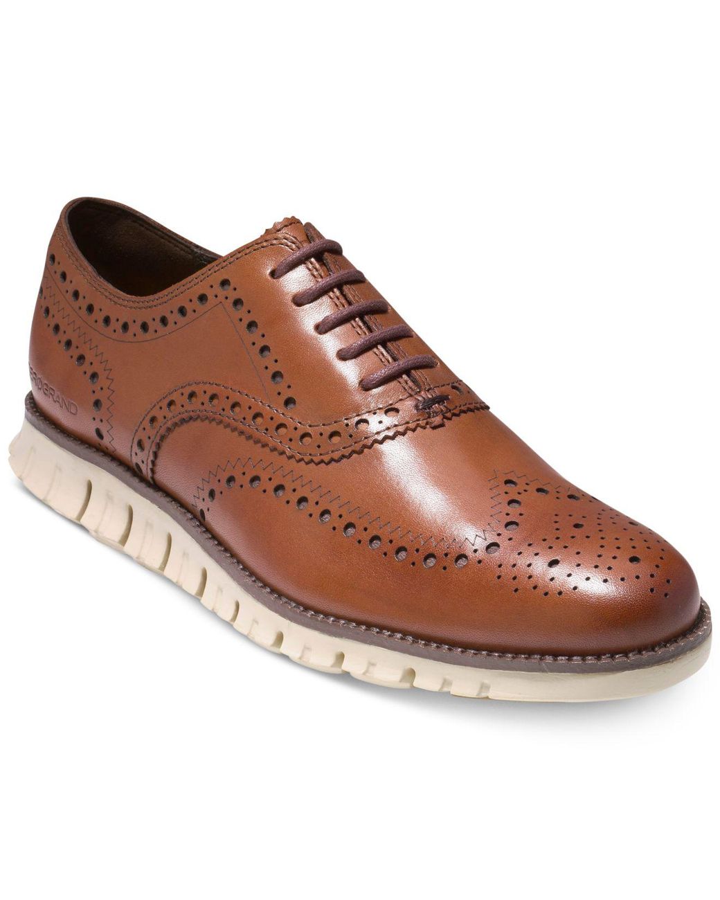 cole haan zerogrand wingtip oxfords tan