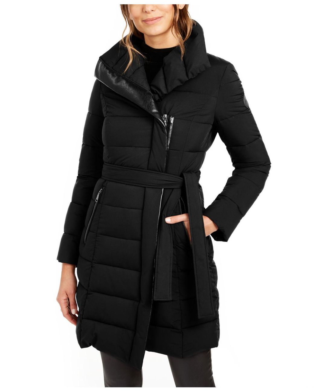 midi black puffer coat
