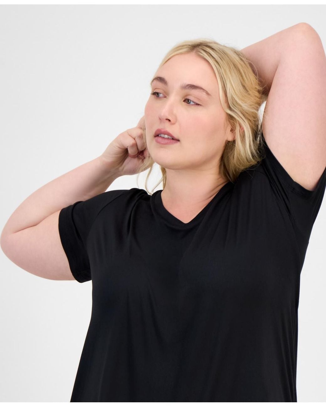 ID Ideology Black Plus Size Solid Essentials Active Tee