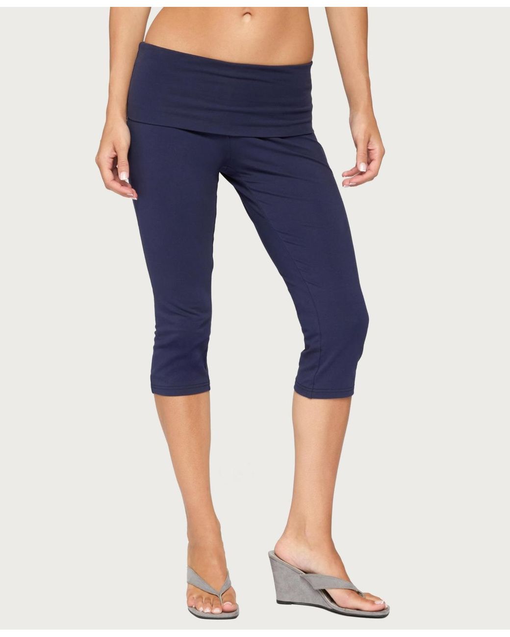 Edikted Blue Rocio Foldover Capri Pants