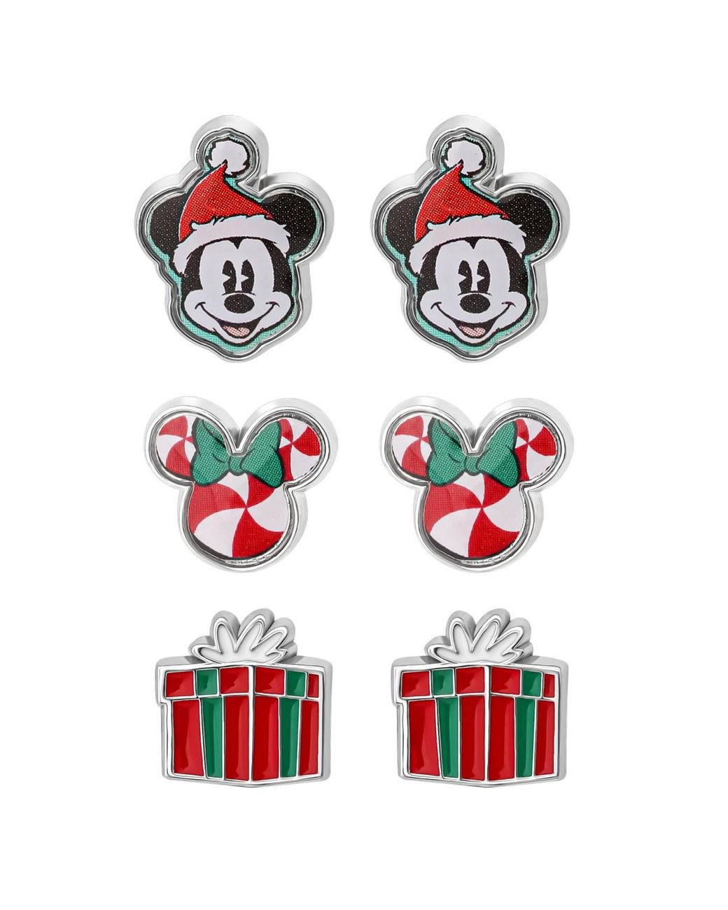 Disney White Holiday Stud Earring Set
