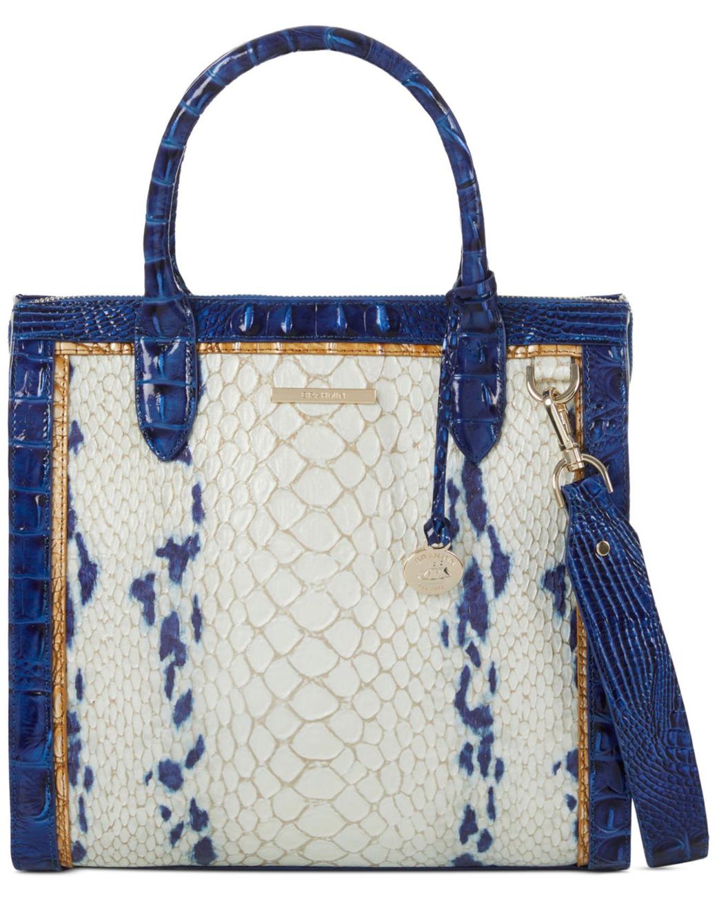 Brahmin Caroline Shell White Freshwater Medium Leather Satchel in Blue Lyst