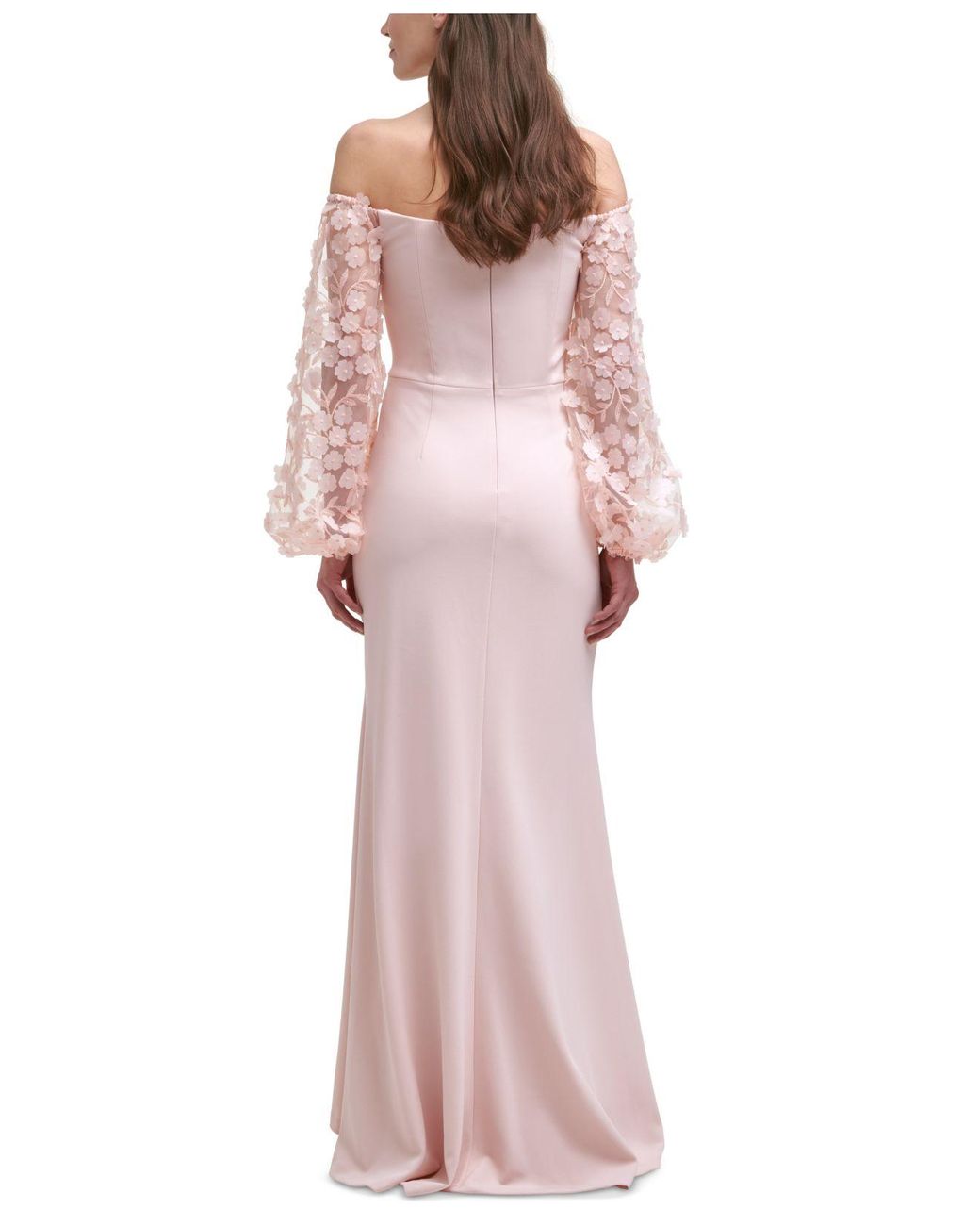 Eliza J Off the shoulder Mesh sleeve Gown in Pink Lyst