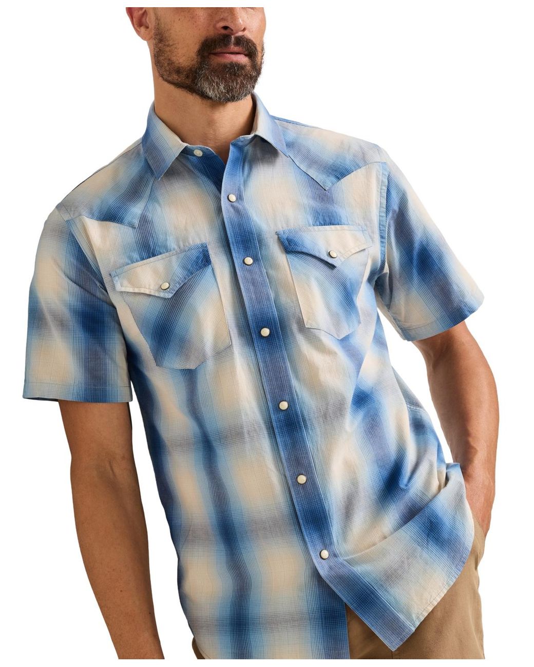 Pendleton Blue Short-sleeve Spread-collar Shirt for men