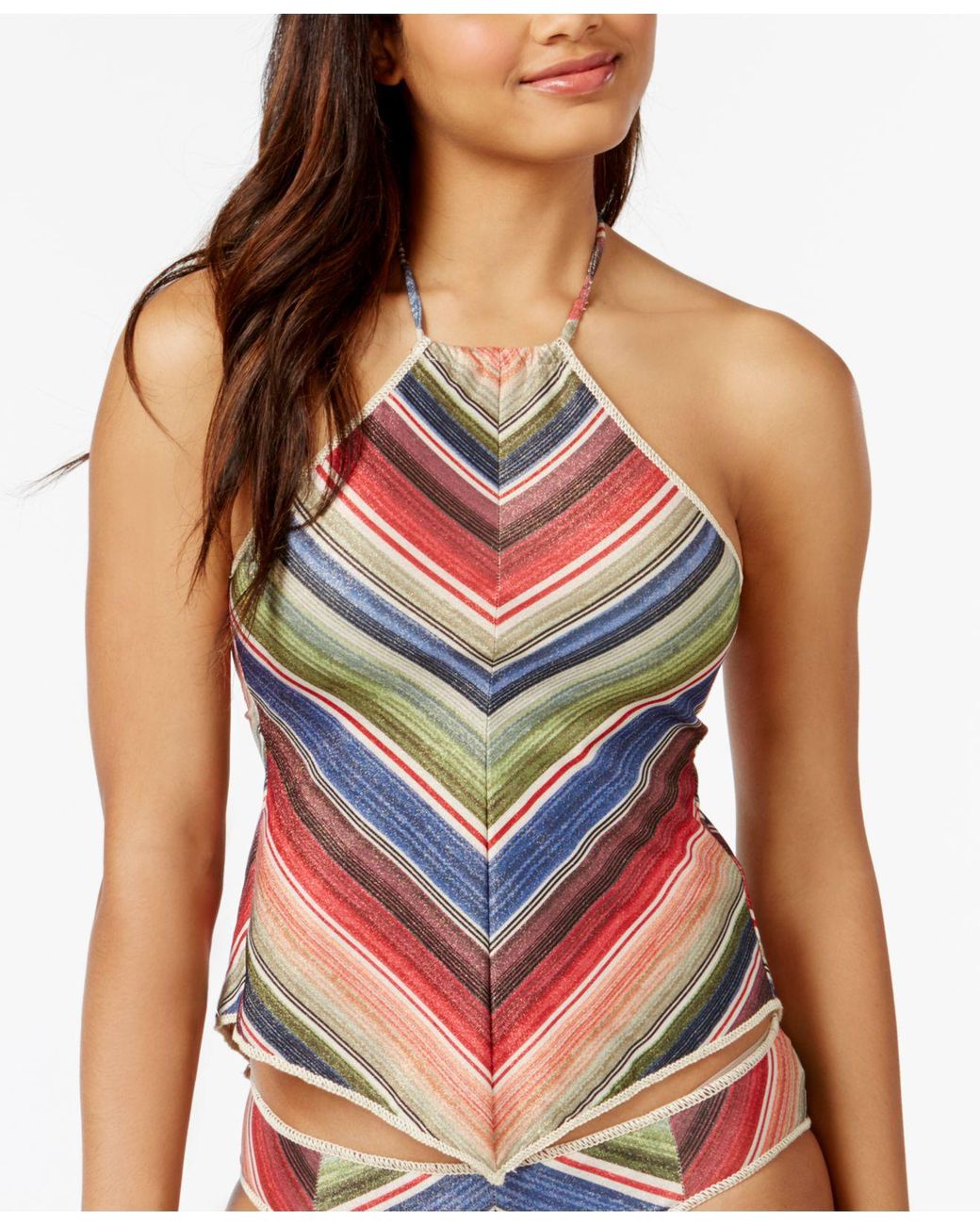 Becca West Village Sparkly Open back Halter Tankini Top Lyst