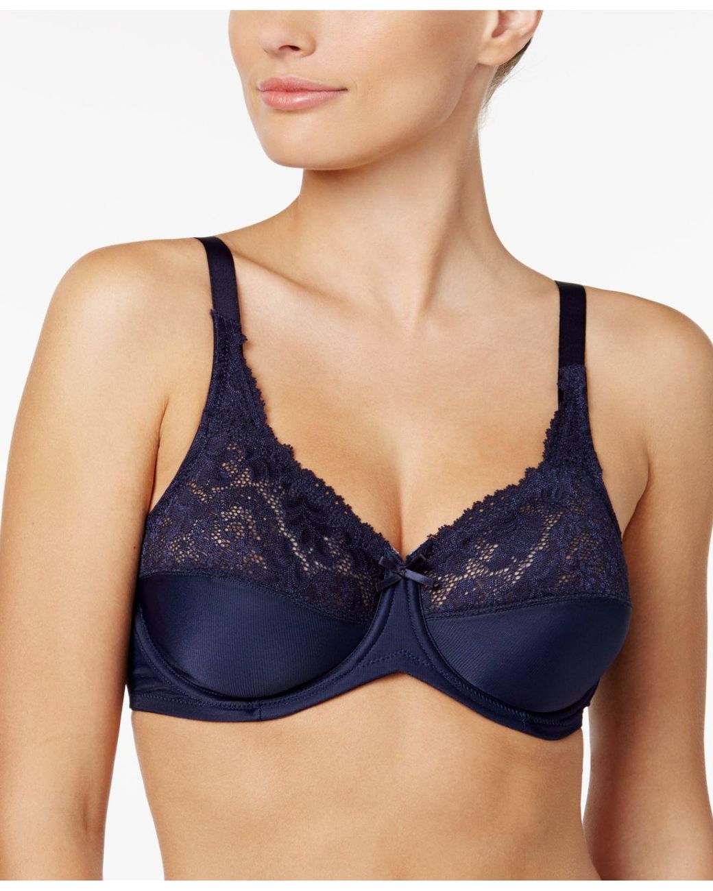 Lilyette Comfort Lace Underwire Minimizer Bra 428 In Blue Lyst