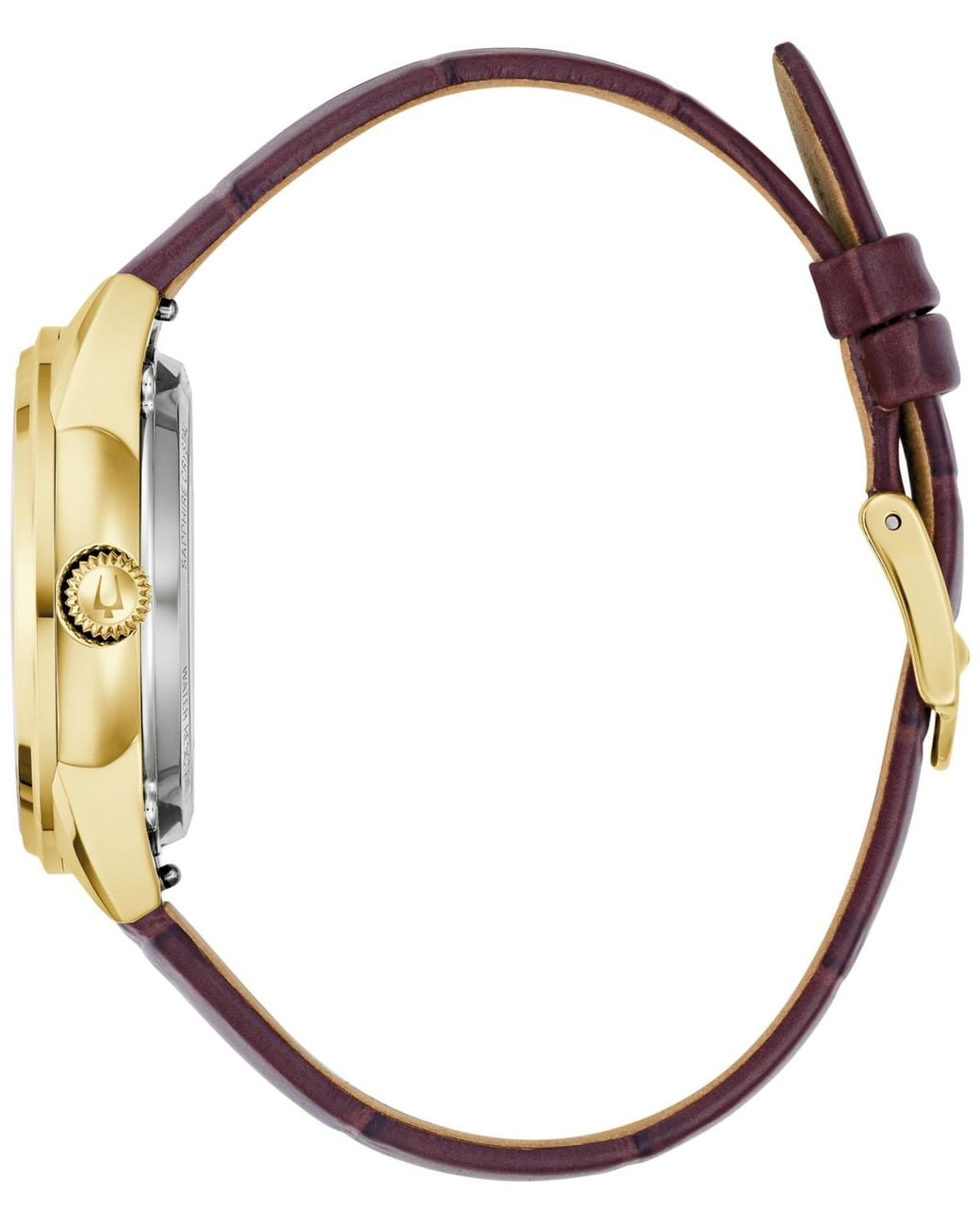 Bulova Metallic Sutton Automatic Leather Strap Watch 34.5mm