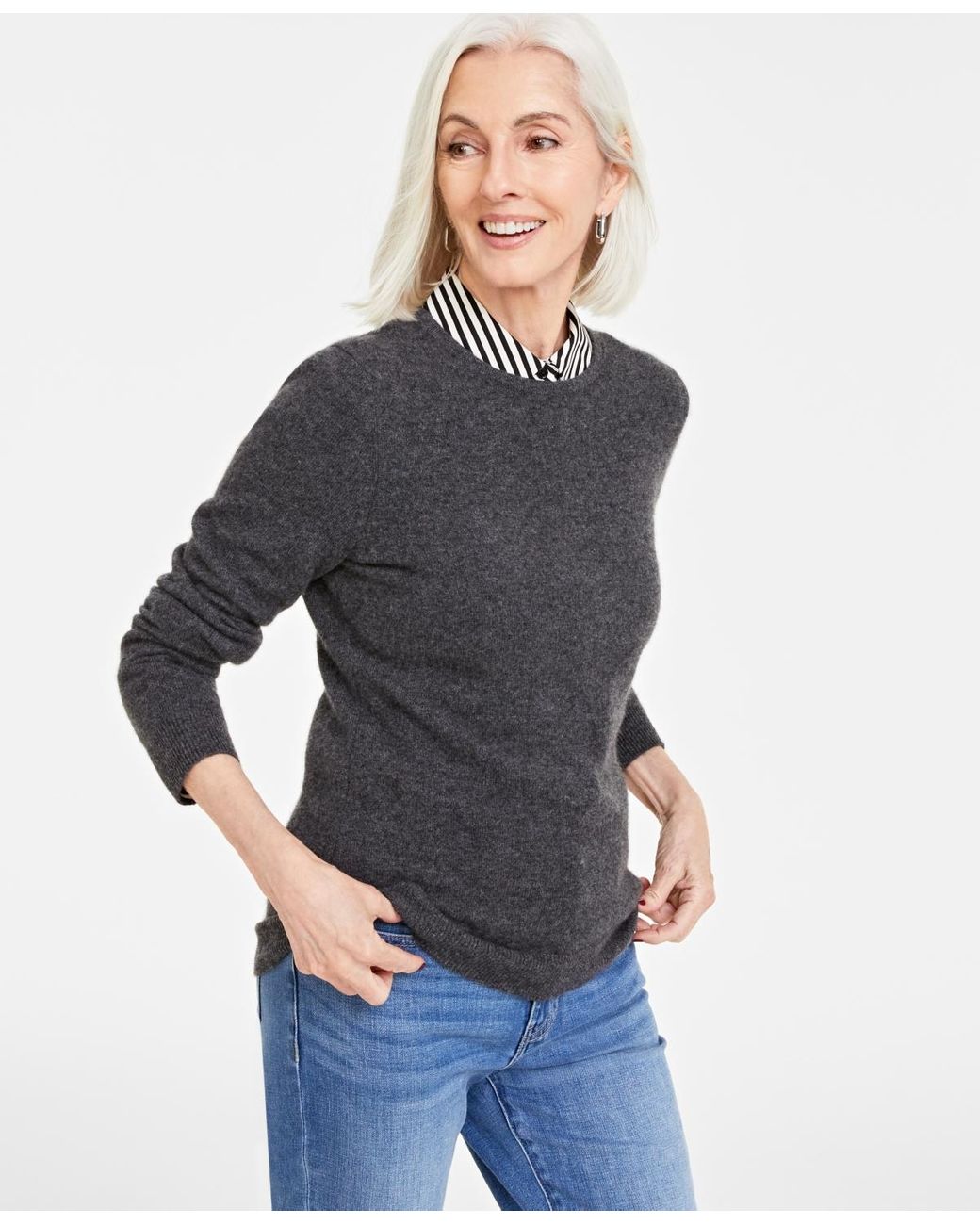 Charter club clearance cashmere crewneck sweater