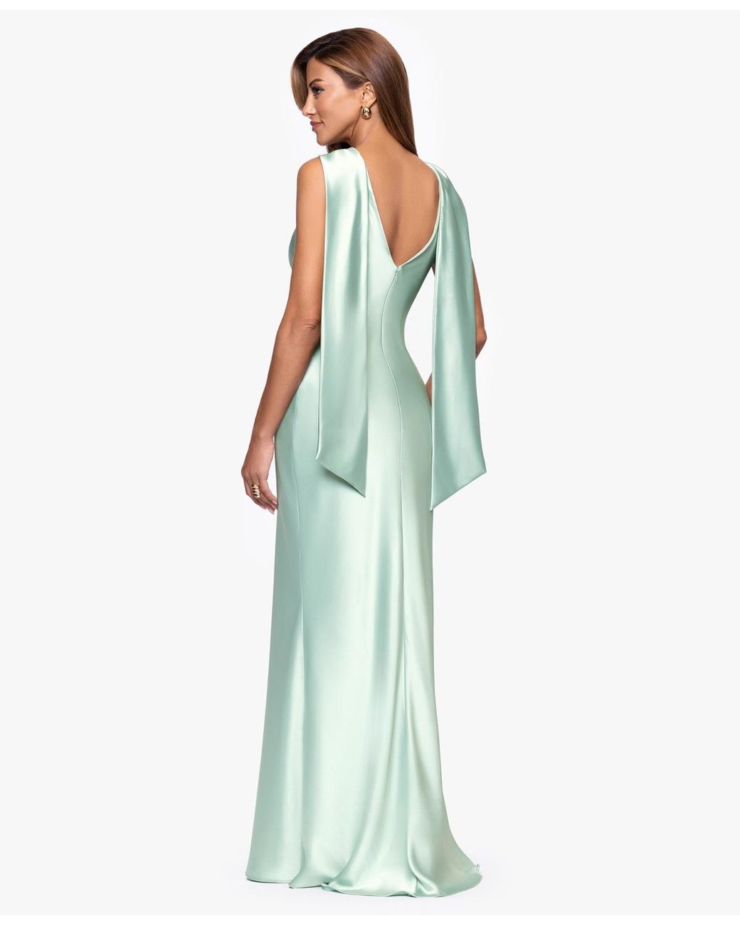 Xscape Long Satin Halter Neck Ball Gown in Green | Lyst